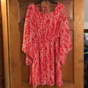 Red patterned dress, very light and comfortable!
